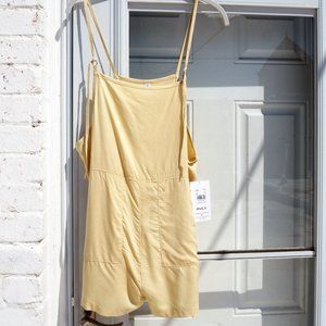 RCVA Kick It Light Yellow Short Overalls NWT